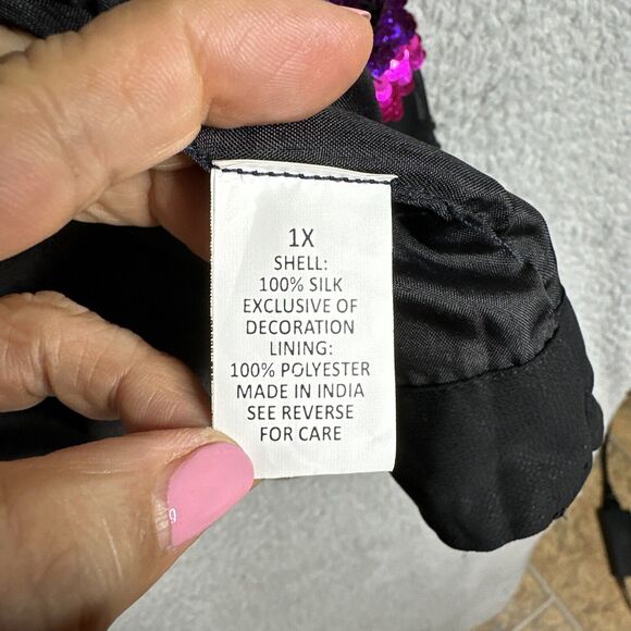 Vintage Draper’s & Damon’s 1X Silk Sequin Beaded Floral Jacket Black Glam - Picture 7 of 16